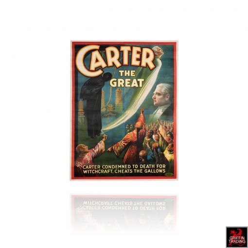 Carter The Great Magician antique poster, cheats the gallows.