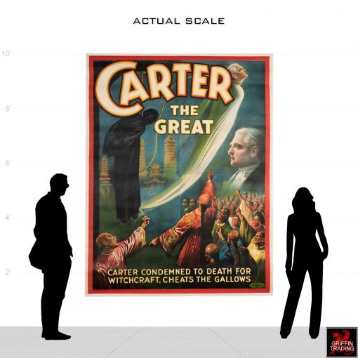 Carter The Great Magician antique poster, cheats the gallows.