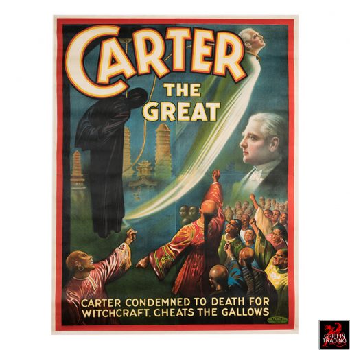 Carter The Great Magician antique poster, cheats the gallows.