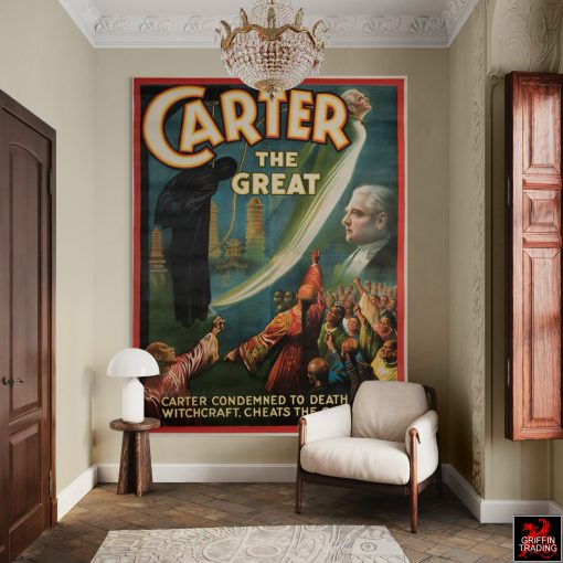 Carter The Great Magician antique poster, cheats the gallows.