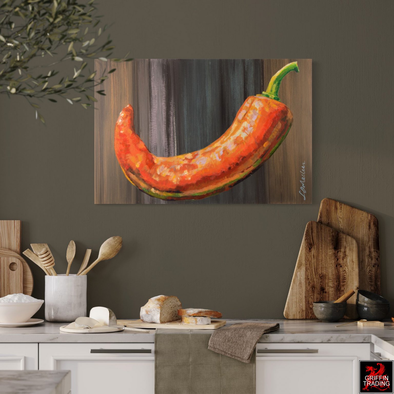 CHILI PEPPER Original Painting - For Sale at Griffin Trading | Dallas