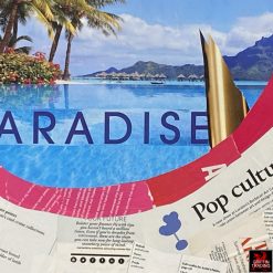 Pink Sunglasses collage by Jim Hudek is titled Ticket To Paradise.