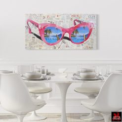 Pink Sunglasses collage by Jim Hudek titled Ticket To Paradise.